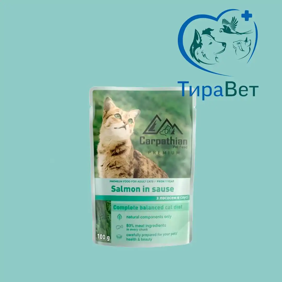 Корм для кошек влажный Carpathian Pet Food лосось в соусе 100г