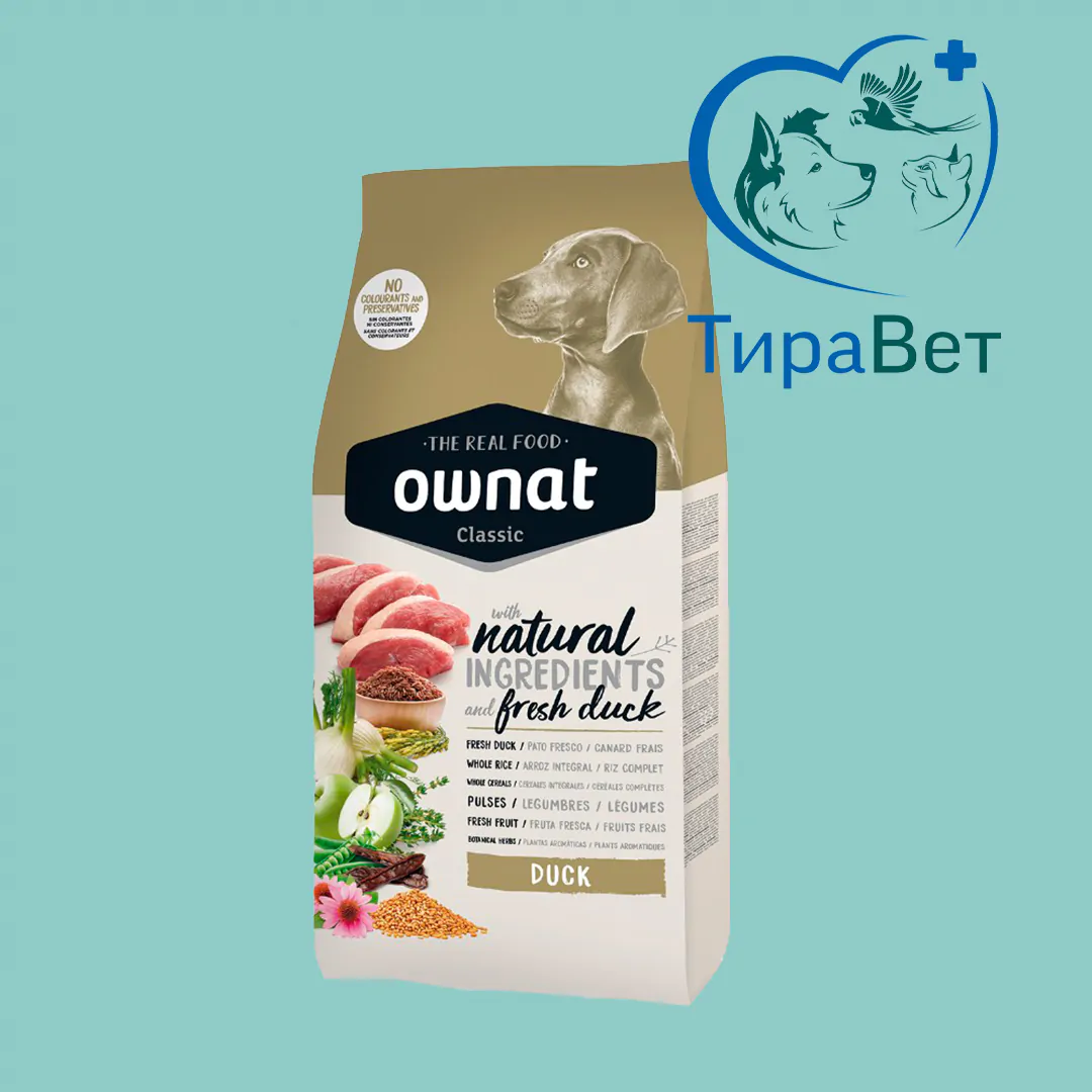 Сухой корм для собак Ownat Classic Dog Adult с уткой 12кг