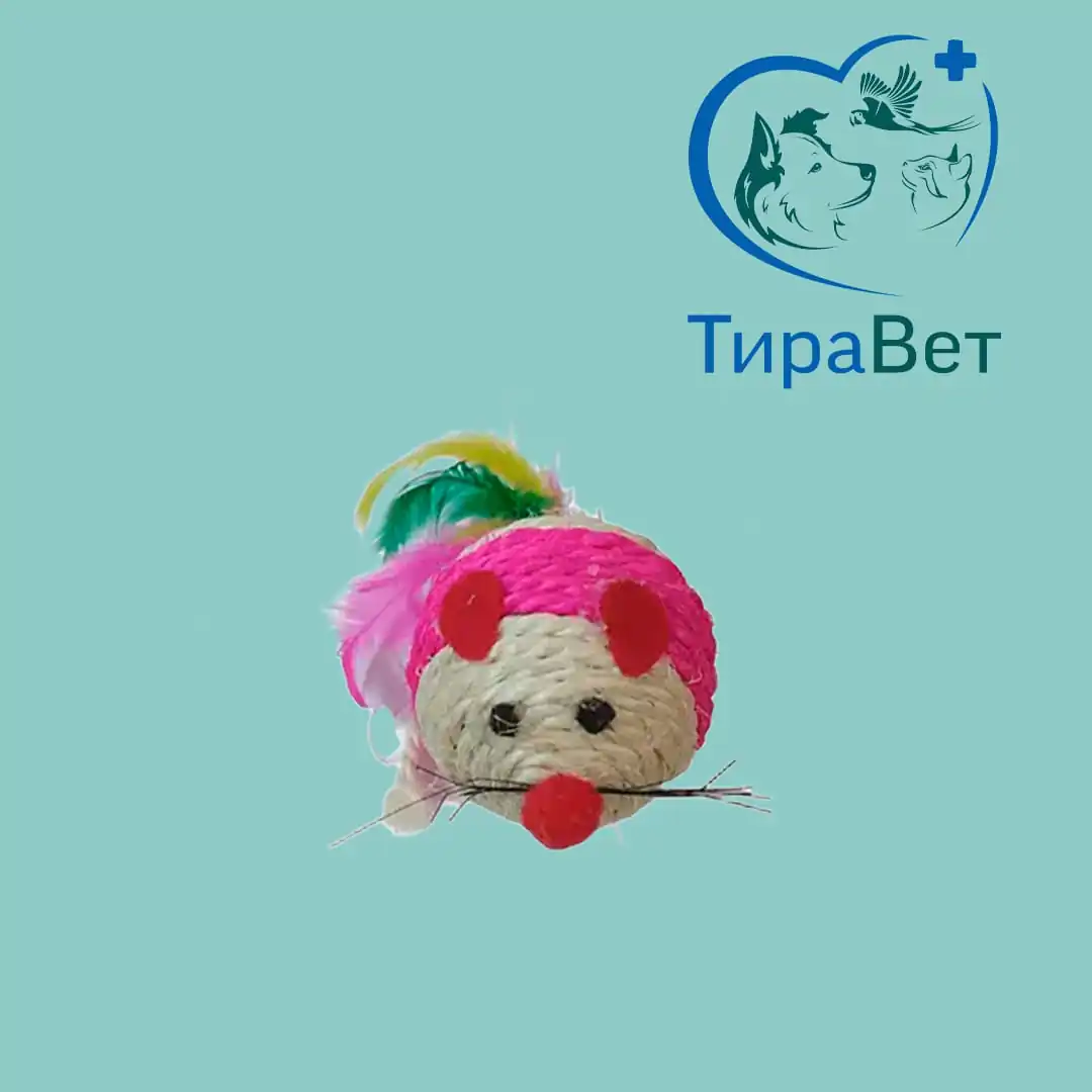 Игрушка веревочная с перьями, мордочка бол