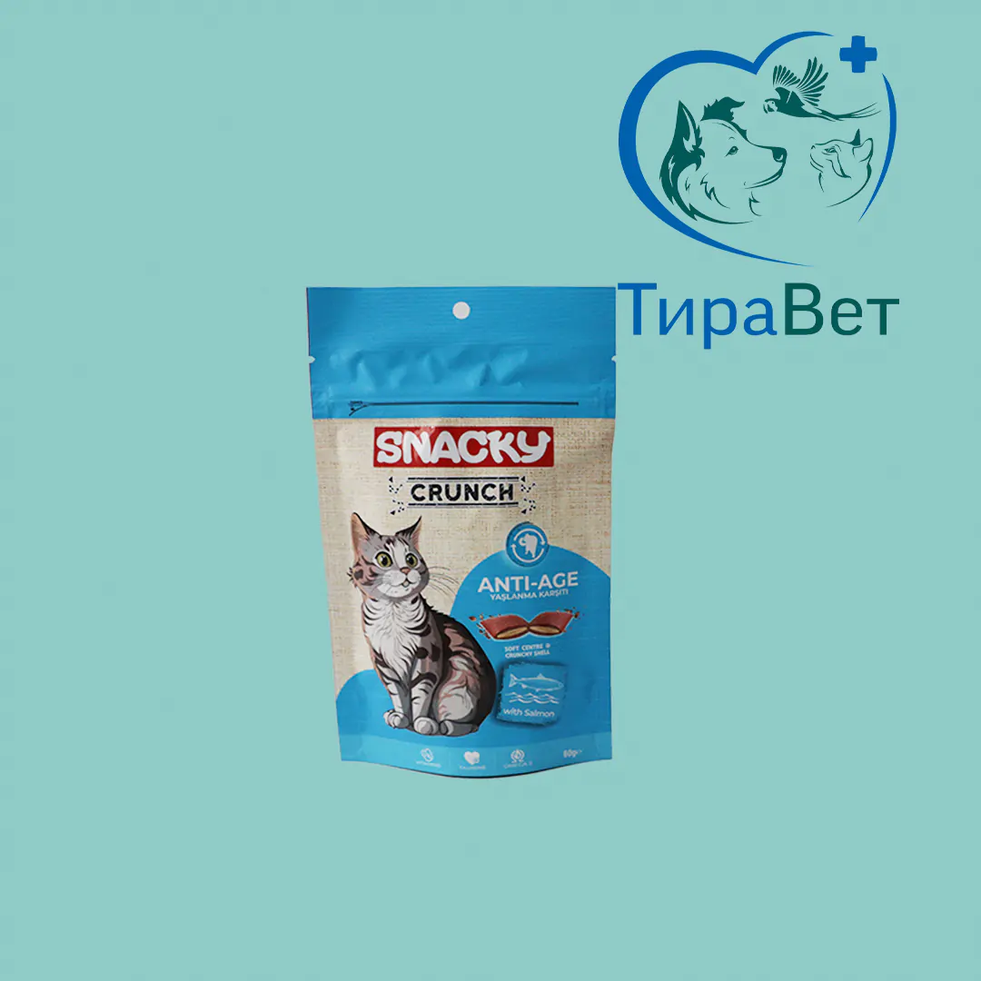 SNACKY Печенье для кошек с лососем с витаминами "Омолаживающий" 60г